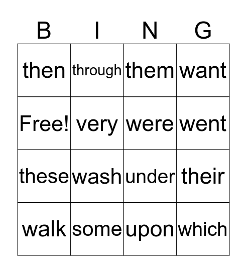 SIGHT WORDS #8 Bingo Card