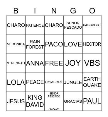 PERU PLAY BINGO Card