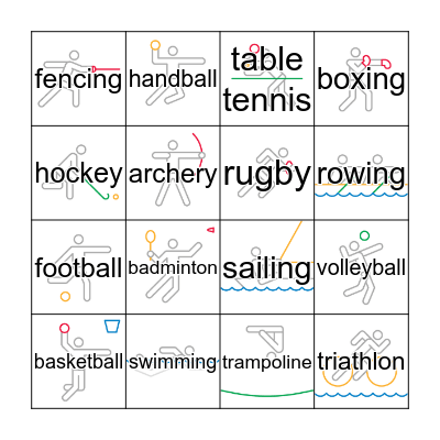 Summer Olympic Sports Bingo Card