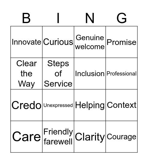 Norwood Fun Friday Bingo Card