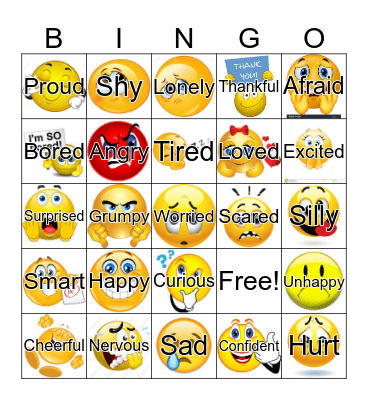 Grandparents Feelings Bingo Card