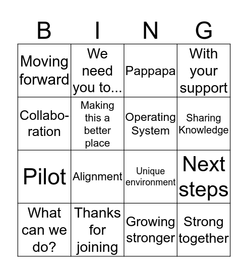 OPSCOM BINGO Card