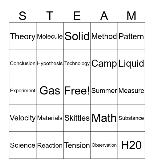 STEAM Bingo Card