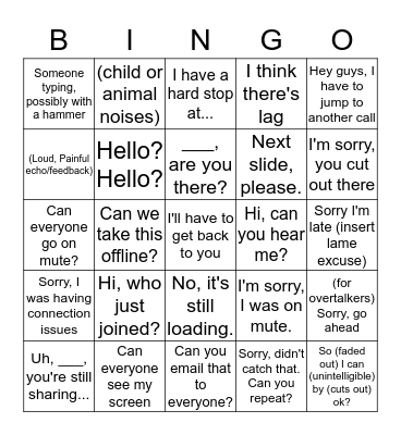 Conference Call Bingo Card