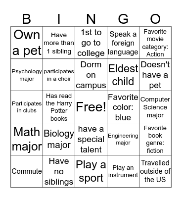 Ice Breaker Bingo Card