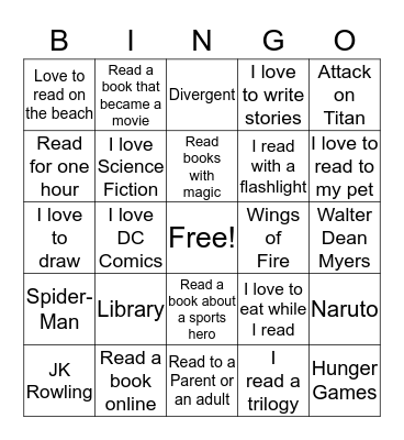 Book Bingo Card