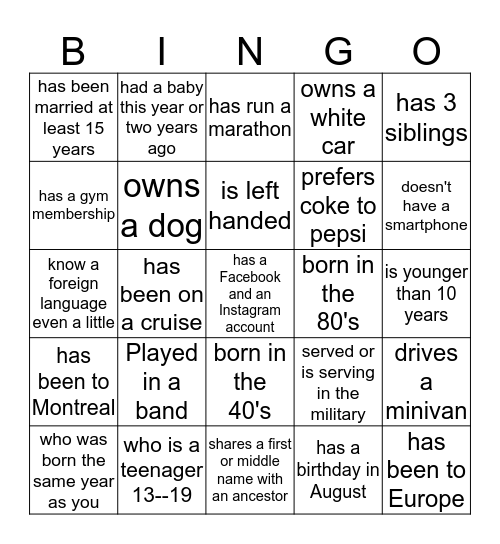 Find Some who ... Bingo Card