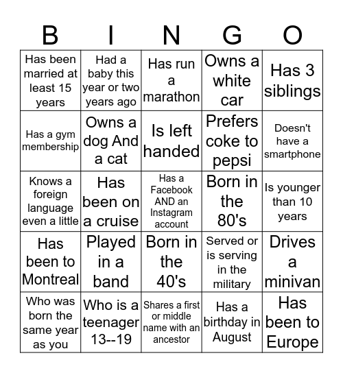 Find Some who ... Bingo Card
