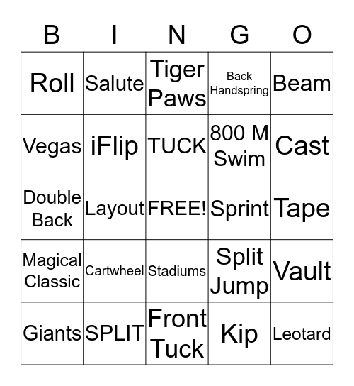 Gym Life Bingo Card