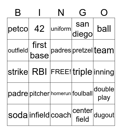 Play Ball! :) Bingo Card