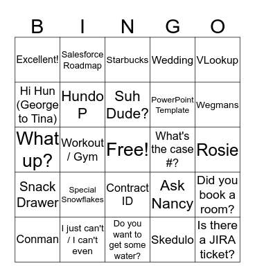 Services Ops / Enablemt  Bingo Card