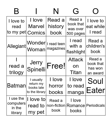 Book Bingo Card