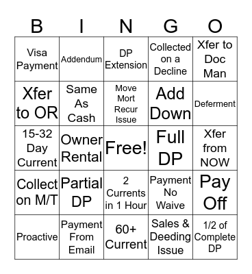 P2G Bingo Card