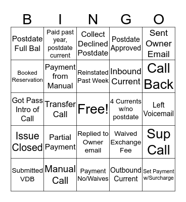 HOA Bingo Card