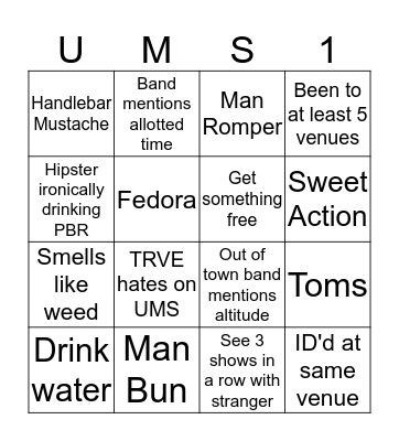 UMS 2017 Bingo Card
