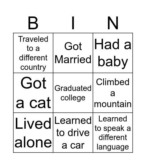 Untitled Bingo Card