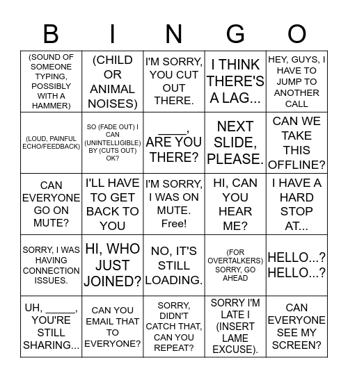 CONFERENCE CALL BINGO Card