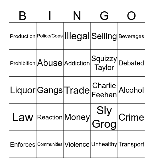 Vocab Bingo Card