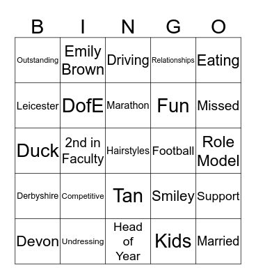 Shenton/Wells Bingo! Bingo Card
