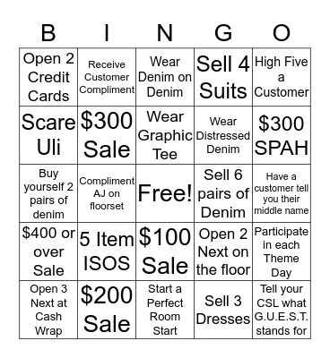 Express Bingo Card