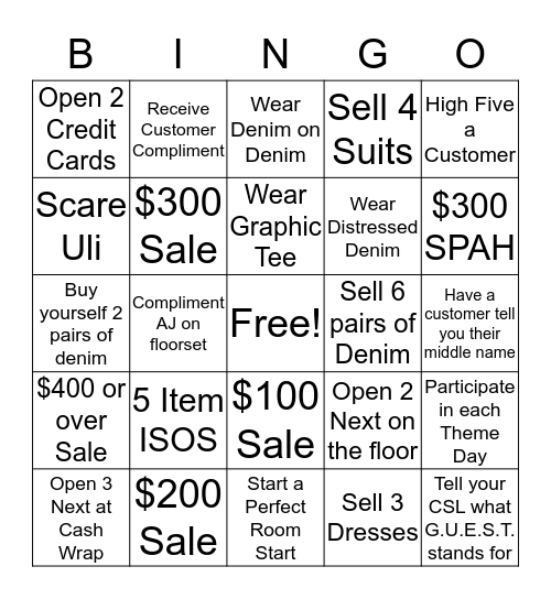 Express Bingo Card