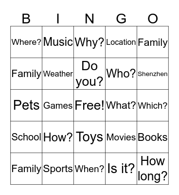 Small Talk Bingo Card