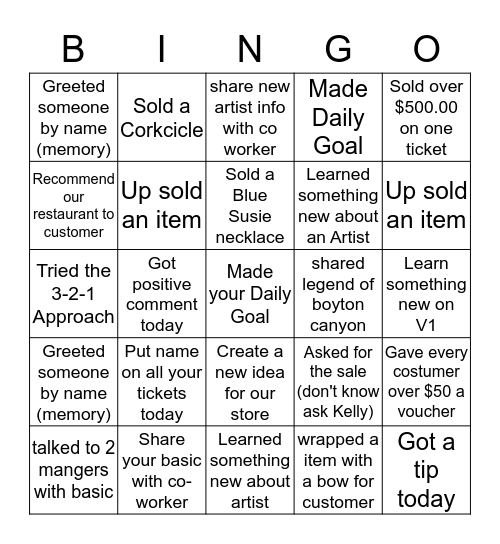 Marketplace Bingo Card