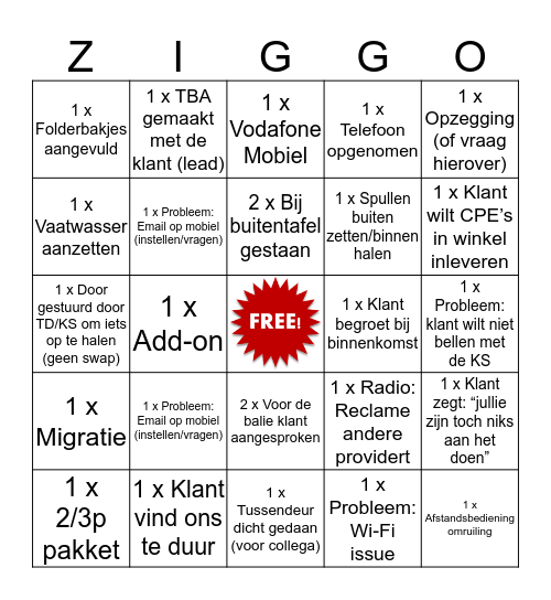 Bingoot bij de Ziggot Bingo Card