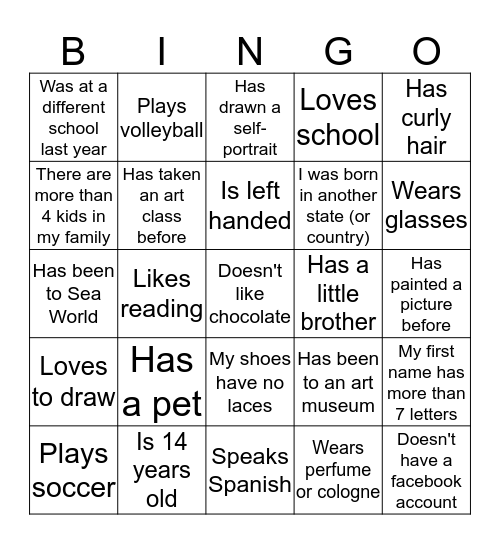 Who  Am I? Bingo Card