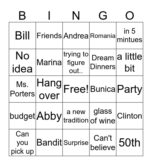 Untitled Bingo Card