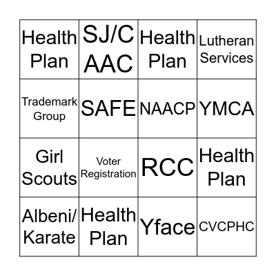 CVCPHC Back 2 School Bash 2017 Bingo Card