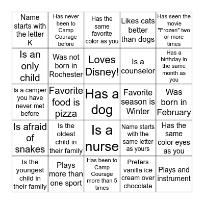 Human Scavenger Hunt! Find someone who... Bingo Card