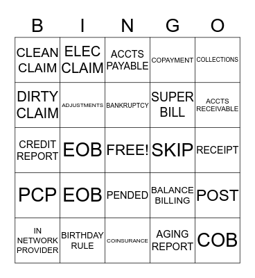 INSURANCE VOCABULARY  Bingo Card