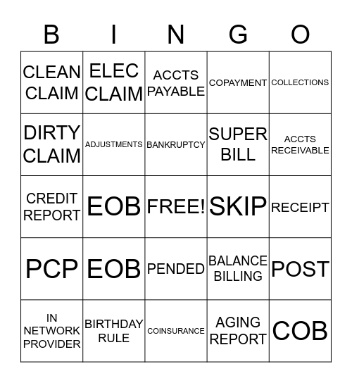 INSURANCE VOCABULARY  Bingo Card