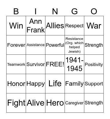 Survivor Bingo Card
