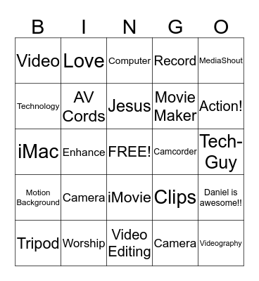 Videography  Bingo Card