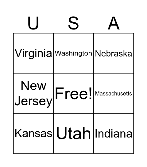 State of Mind Bingo Card