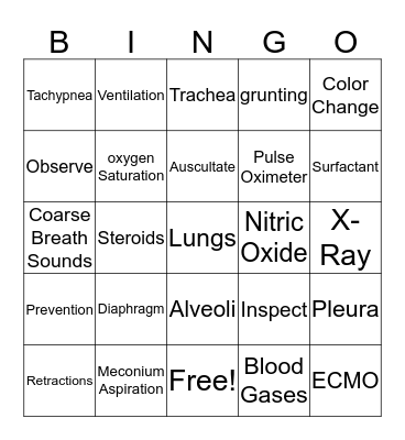 Lungs Bingo Card