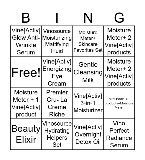 Caudalie Bingo (Skincare) Bingo Card