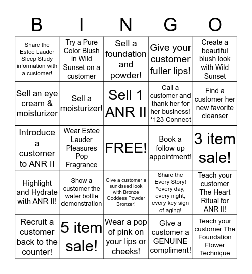 ESTEE LAUDER BINGO! Bingo Card