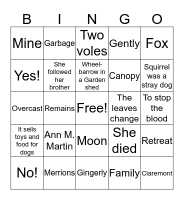 A Dog's Life Bingo Card