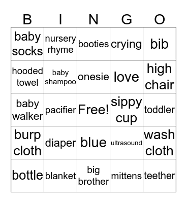 Baby Boy Bingo Card