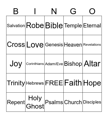 Bible Bingo Card