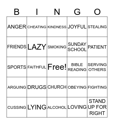 CHOICES Bingo Card