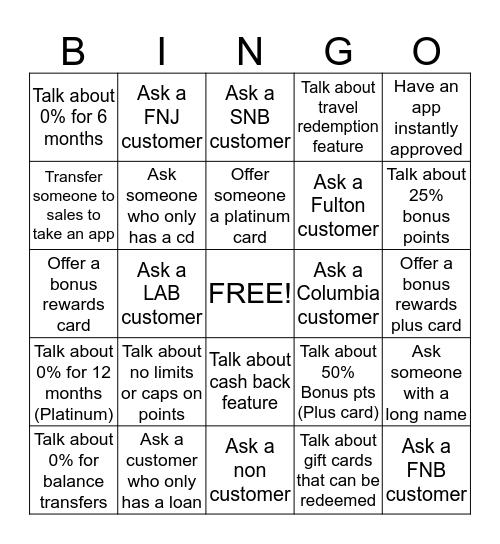 Just Ask Focus Day Bingo Card