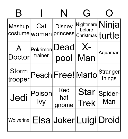 Comic Con  Bingo Card