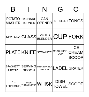 KITCHEN BINGO Card