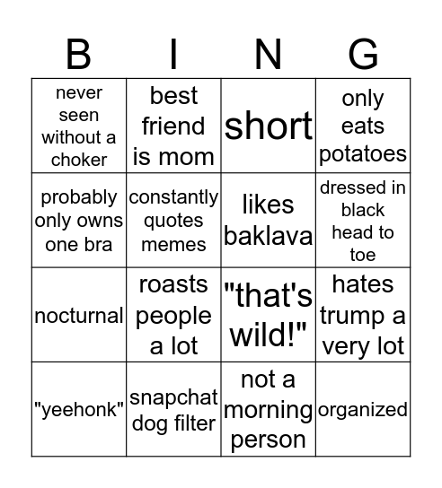Mik Bingo (by Annika) Bingo Card