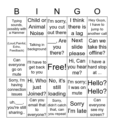 Conference Call Bingo Card