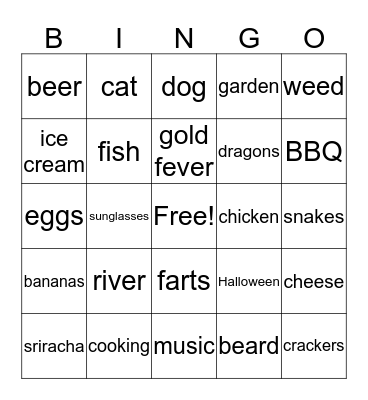 Jim's Bingo Card